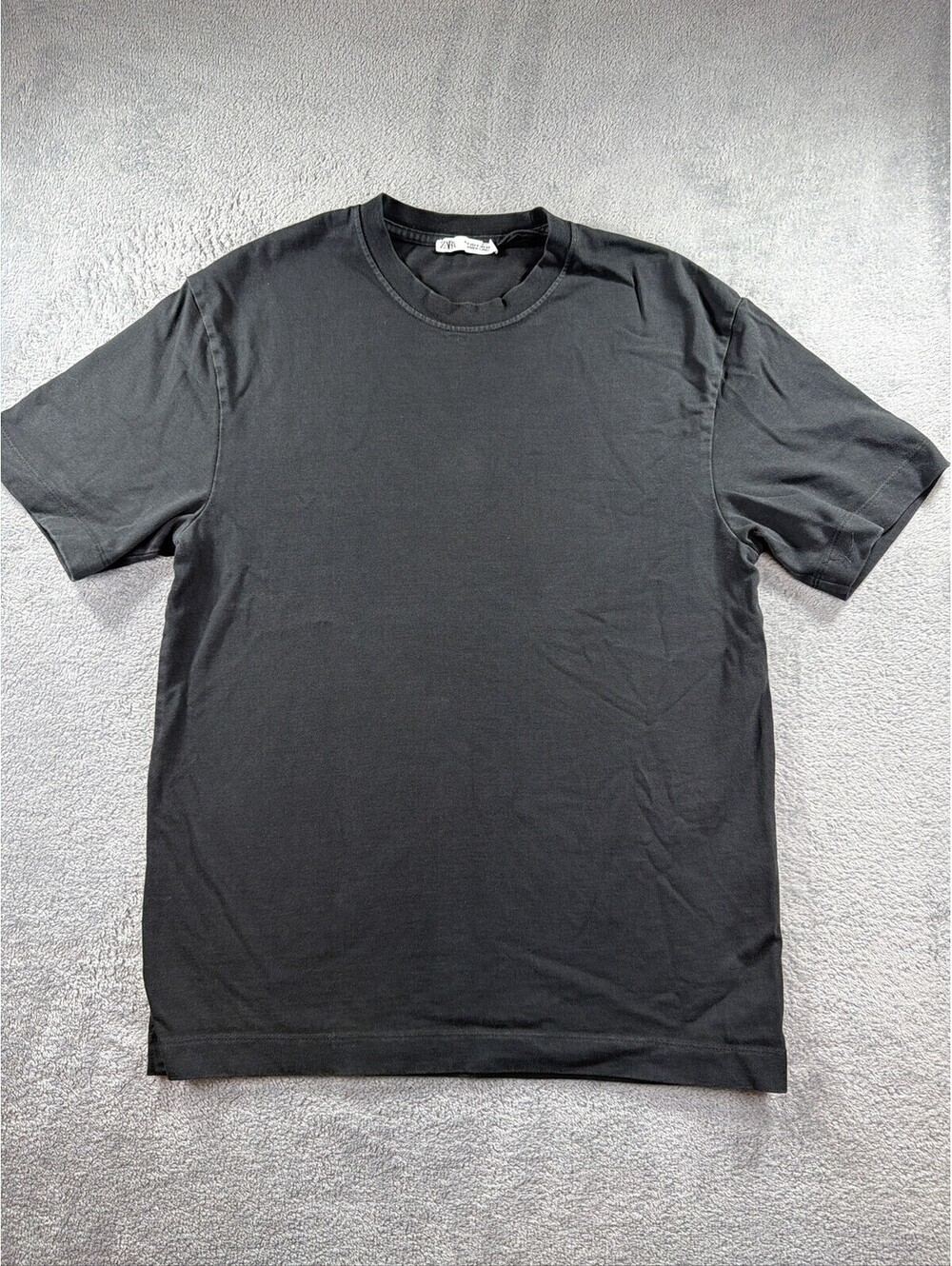 Zara Men's Black Crew Neck Short Sleeve Basic T-Shirt Size Small
